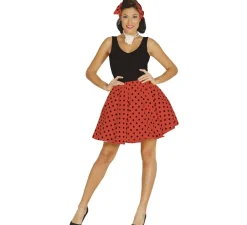 Disfraz o Kit Pin Up de los 50 Rojo para mujer: Falda y Lazo