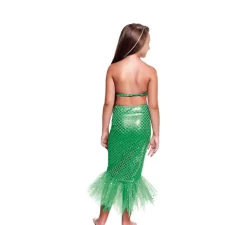 Disfraz o Kit Sirena Verde para niña: Top y Falda