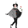 Online Disfraz o Poncho de Arlequín Negro y Blanco a Cuadros para niña