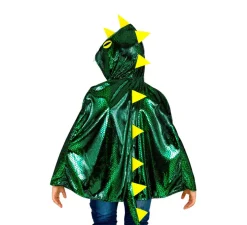 Disfraz o Poncho de Dragón Verde Brillante con Capucha para niños