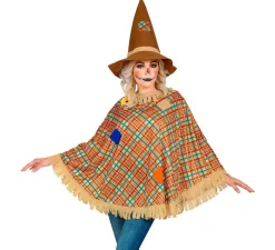Online Disfraz o Poncho de Espantapájaros con Sombrero para adulto