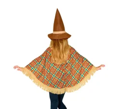 Disfraz o Poncho de Espantapájaros con Sombrero para niños