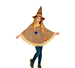Disfraz o Poncho de Espantapájaros con Sombrero para niños