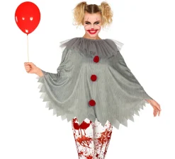 Disfraz o Poncho de Payaso Aterrador para adultos