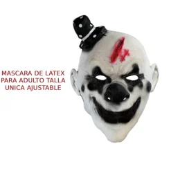 Disfraz Payaso Terror con Mascara Látex Hombre Mono Enterizo Blanco y Negro