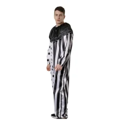 Disfraz Payaso Terror con Mascara Látex Hombre Mono Enterizo Blanco y Negro