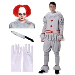 Kebedo Moda Disfraz Payaso Terrorífico Peluca roja Hombre Pennywise 