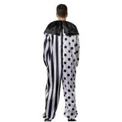Disfraz Payaso Terror Hombre Mono Blanco Negro con Máscara Guantes