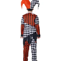 Disfraz Payaso Terror para Niño - Traje Arlequín y Gorro Bicolor Negro y Rojo