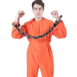 Disfraz Prisionero Naranja Adulto con Grilletes