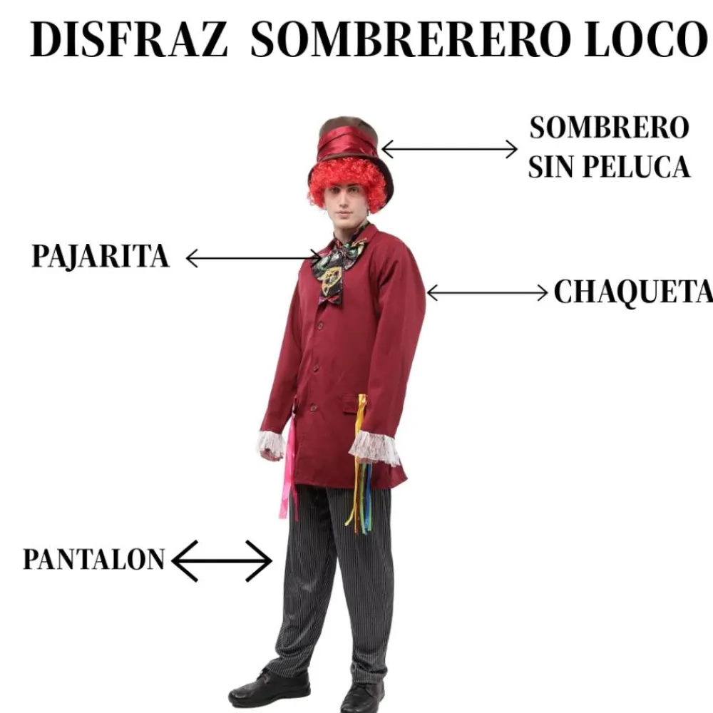 Online Kebedo Moda Disfraz Sombrerero Loco Adulto