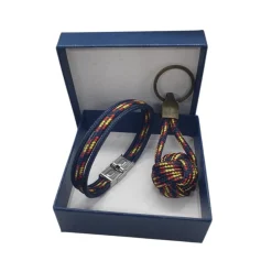 Dúo pulsera y llavero bola náutico 4mm azul España