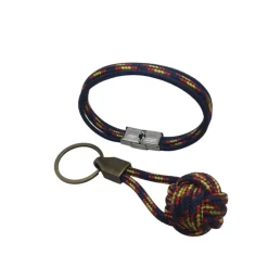 Dúo pulsera y llavero bola náutico 4mm azul España