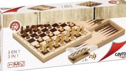3 en 1. Tablero plegable. Ajedrez, damas y backgammon