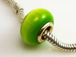 Entrepieza De Plata De Ley Con Ojo De Gato Verde