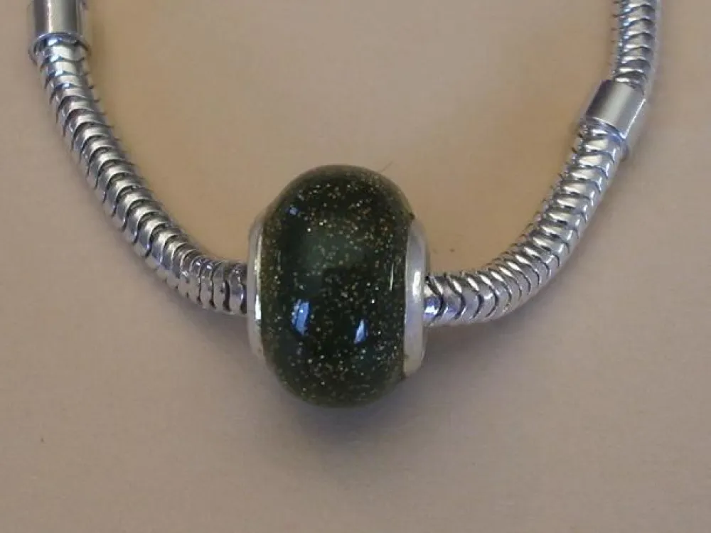 Sale Entrepieza De Plata Y Esmalte Verde Oliva