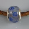 Entrepieza Transparente Murano Con Flores Azules Y Plata De Ley