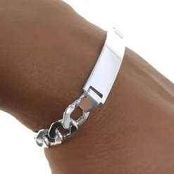 Outlet Esclava De Plata De Ley Modelo Barbada 20 Cm.