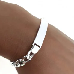 Esclava Hueca Barbada De Plata De Ley 19,5 Cm.
