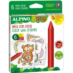 Hot Alpino Estuche 6 ceras para bebés con cartas para colorear -