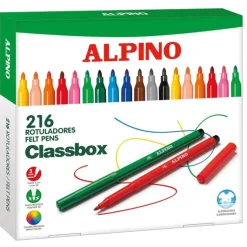 Estuche Escolar de 216 rotuladores de colores - Alpino