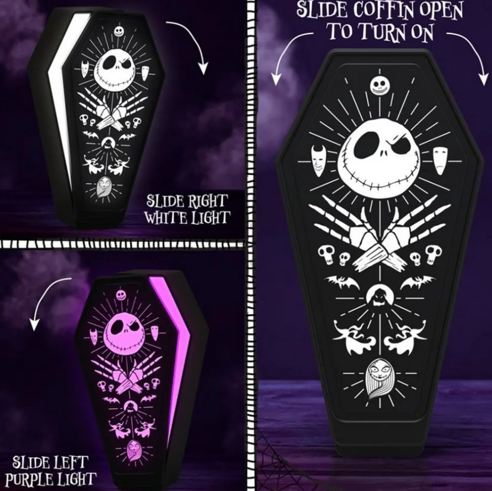 Figura con Luz Ataúd Jack Skellington Pesadilla antes de Navidad Lámpara 28cm