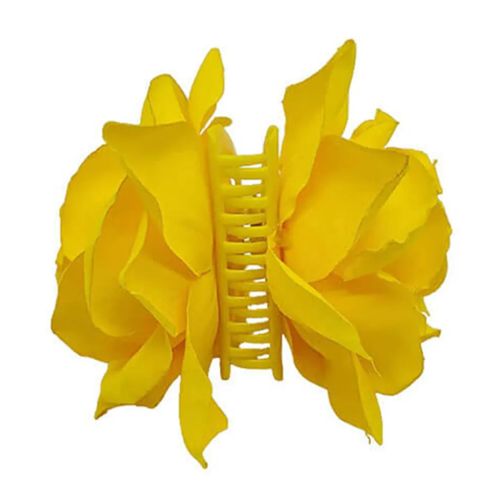 Flor Sevillana Grande con pinza amarillo