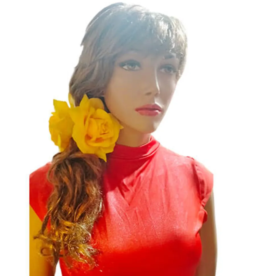Flor Sevillana Grande con pinza amarillo