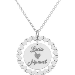 Gargantilla Cerco De Corazones Personalizada Nombres De Plata