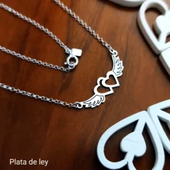 Hot Gargantilla Corazones Con Alas De Plata