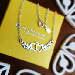 Hot Gargantilla Corazones Con Alas De Plata