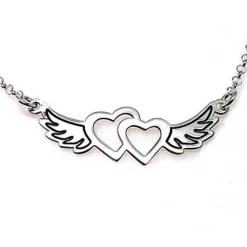 Hot Gargantilla Corazones Con Alas De Plata