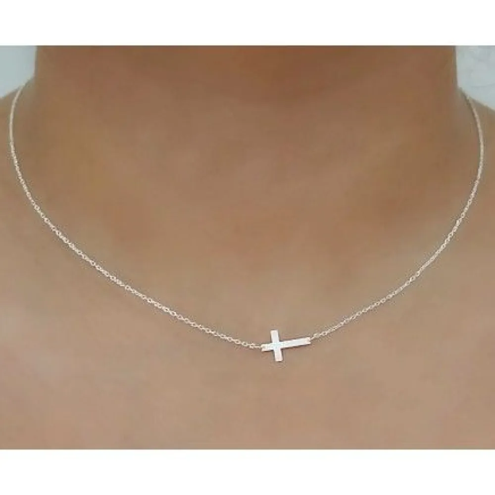 Online Gargantilla Cruz Tumbada De Plata