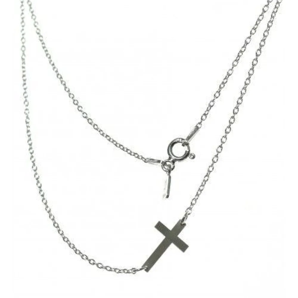 Online Gargantilla Cruz Tumbada De Plata