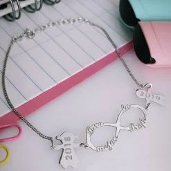 Gargantilla De Plata De Ley Infinito Y Niños Personalizados