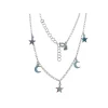 Milu Complementos Gargantilla estrellas y lunas colgando de plata de ley 925 de mujer - PL206P