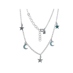 Milu Complementos Gargantilla estrellas y lunas colgando de plata de ley 925 de mujer - PL206P