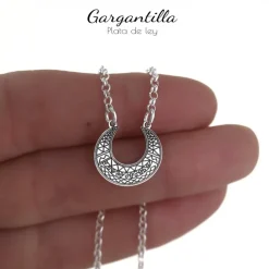 Clearance Gargantilla Luna Oxidada De Plata De Ley
