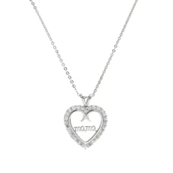 New Gargantilla Mamá Corazón Con Circonitas De Plata Rodiada