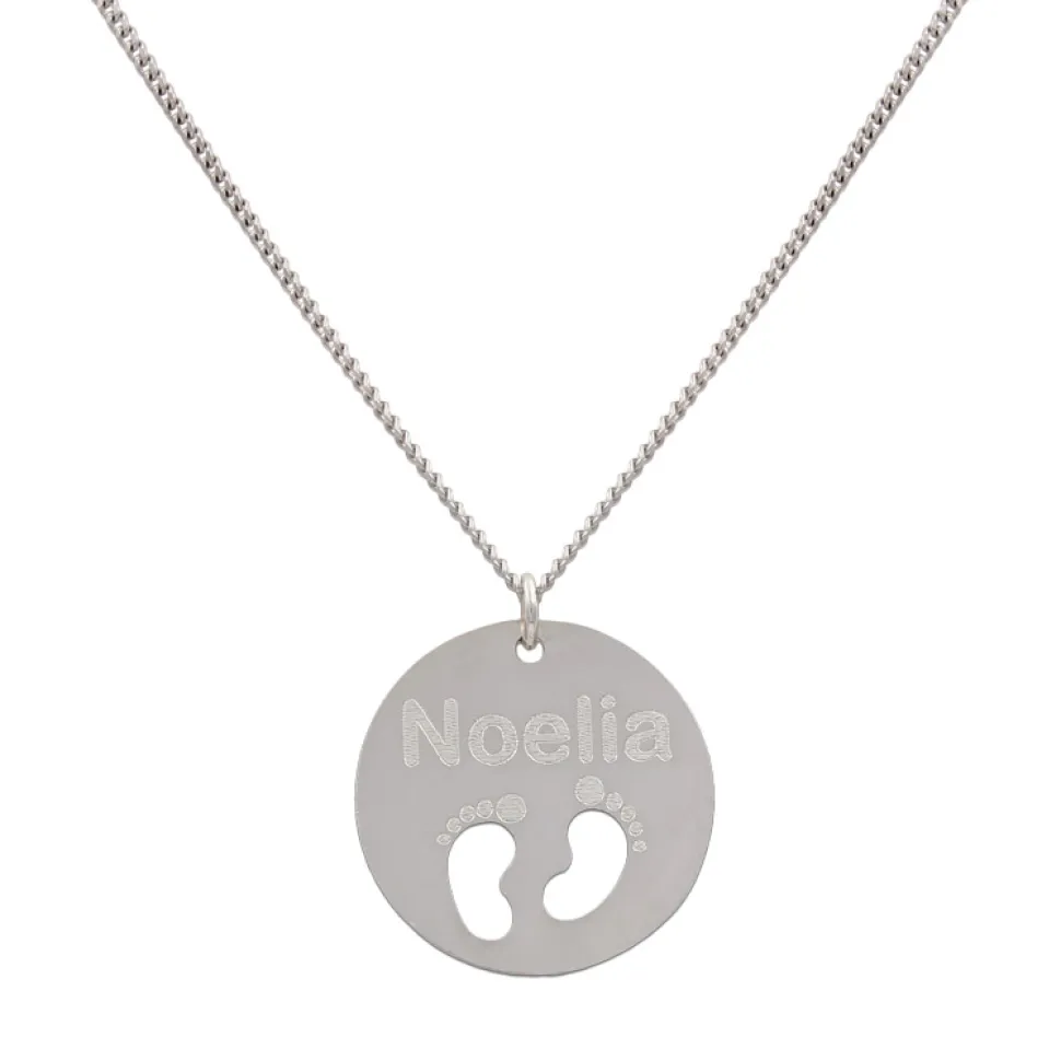 Gargantilla Personalizada Con Nombre Colgante Pies De Plata