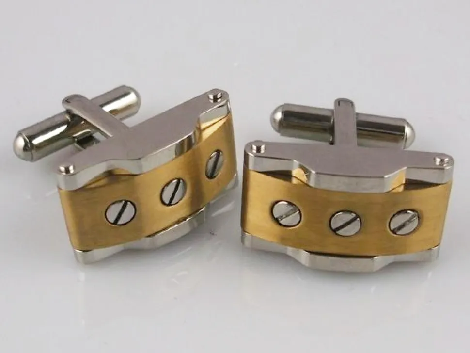 Gemelos Acero Inoxidable Y Dorado