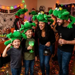 Gorro de Peluche en Forma de Rana Verde