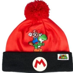 Hot El Reino Friki Gorro Pompón Infantil Súper Mario Rojo