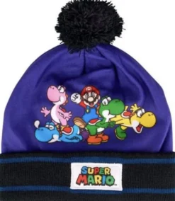 Gorro Pompón Infantil Super Mario Azul