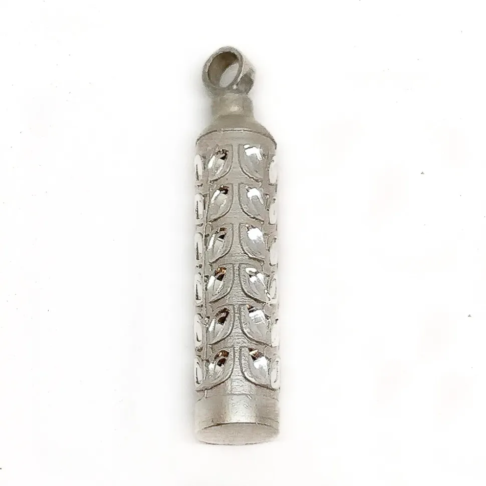 Guardacenizas Cilindro De Plata De Ley Tallada 8 X 39 Mm.