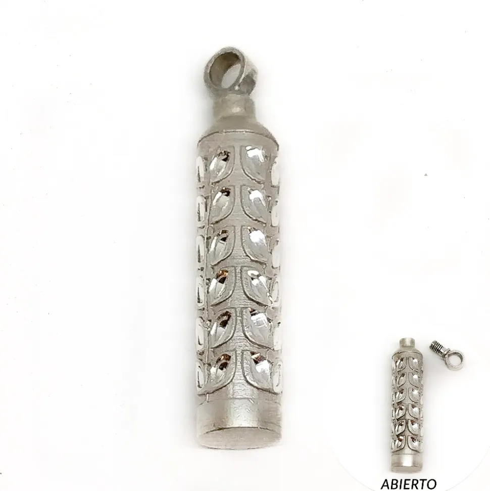 Guardacenizas Cilindro De Plata De Ley Tallada 8 X 39 Mm.
