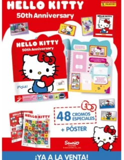 Hello Kitty 50 aniversario Álbum de cromos vacío y 5 sobres Colección 2024 pegatinas