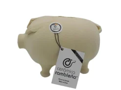 Hucha cerdito de barro rambleño