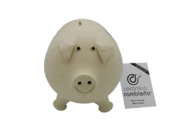 Hucha cerdito de barro rambleño
