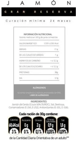 Clearance Ibéricos a Domicilio Gourmet Jamón Gran Reserva Sierra Mágina ¨QUEJARA¨ 8 a 9 Kg
